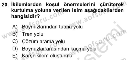 Klasik Mantık Dersi 2021 - 2022 Yılı (Final) Dönem Sonu Sınav Soruları 20. Soru