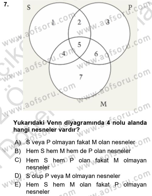 Klasik Mantık Dersi 2021 - 2022 Yılı (Final) Dönem Sonu Sınav Soruları 7. Soru
