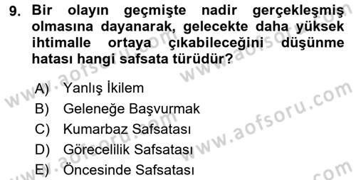 Klasik Mantık Dersi 2021 - 2022 Yılı (Final) Dönem Sonu Sınav Soruları 9. Soru