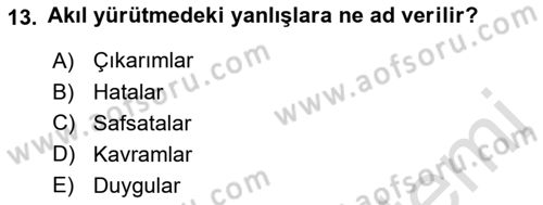 Klasik Mantık Dersi 2021 - 2022 Yılı Yaz Okulu Sınav Soruları 13. Soru