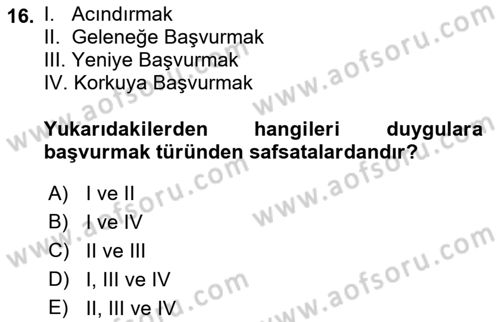 Klasik Mantık Dersi 2021 - 2022 Yılı Yaz Okulu Sınav Soruları 16. Soru