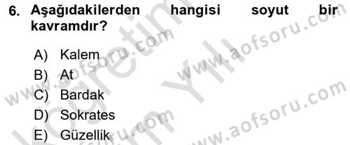Klasik Mantık Dersi 2021 - 2022 Yılı Yaz Okulu Sınav Soruları 6. Soru