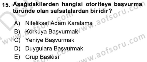 Klasik Mantık Dersi 2023 - 2024 Yılı (Final) Dönem Sonu Sınav Soruları 15. Soru