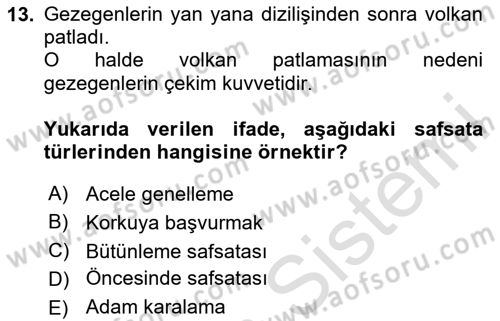 Klasik Mantık Dersi 2023 - 2024 Yılı Yaz Okulu Sınav Soruları 13. Soru