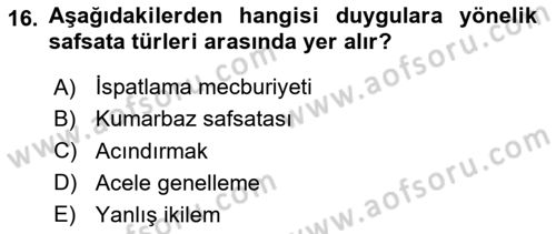 Klasik Mantık Dersi 2023 - 2024 Yılı Yaz Okulu Sınav Soruları 16. Soru