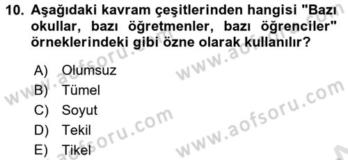 Klasik Mantık Dersi 2024 - 2025 Yılı (Vize) Ara Sınav Soruları 10. Soru