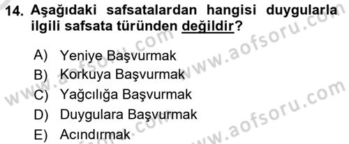 Klasik Mantık Dersi 2024 - 2025 Yılı Yaz Okulu Sınav Soruları 14. Soru