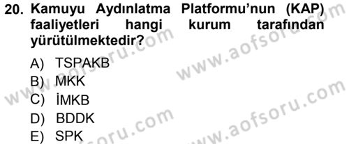 Menkul Kıymet Yatırımları Dersi 2012 - 2013 Yılı (Vize) Ara Sınav Soruları 20. Soru
