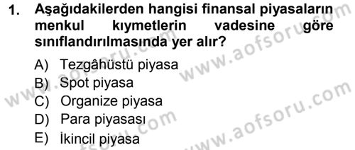 Menkul Kıymet Yatırımları Dersi 2012 - 2013 Yılı (Final) Dönem Sonu Sınav Soruları 1. Soru