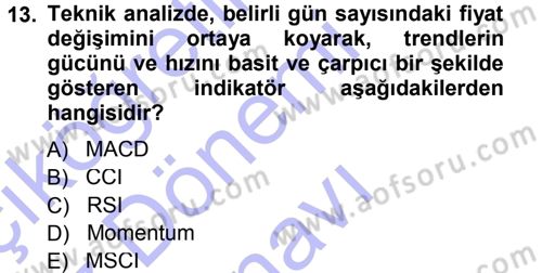 Menkul Kıymet Yatırımları Dersi 2012 - 2013 Yılı (Final) Dönem Sonu Sınav Soruları 13. Soru