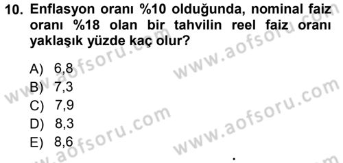 Menkul Kıymet Yatırımları Dersi 2013 - 2014 Yılı (Vize) Ara Sınav Soruları 10. Soru