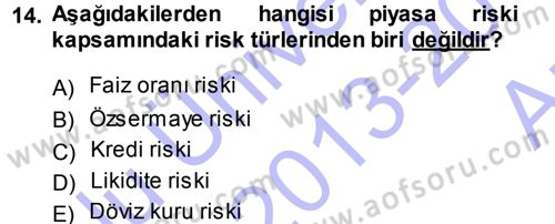 Menkul Kıymet Yatırımları Dersi 2013 - 2014 Yılı (Vize) Ara Sınav Soruları 14. Soru