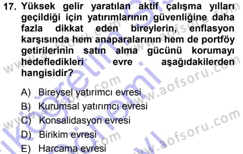 Menkul Kıymet Yatırımları Dersi 2013 - 2014 Yılı (Final) Dönem Sonu Sınav Soruları 17. Soru