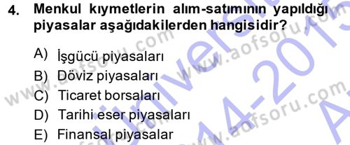 Menkul Kıymet Yatırımları Dersi 2014 - 2015 Yılı (Vize) Ara Sınavı 4. Soru