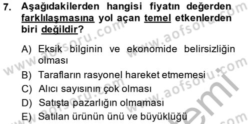 Menkul Kıymet Yatırımları Dersi 2014 - 2015 Yılı (Final) Dönem Sonu Sınav Soruları 7. Soru