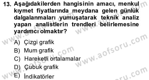 Menkul Kıymet Yatırımları Dersi 2014 - 2015 Yılı Tek Ders Sınav Soruları 13. Soru