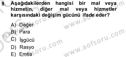 Menkul Kıymet Yatırımları Dersi 2014 - 2015 Yılı Tek Ders Sınav Soruları 9. Soru