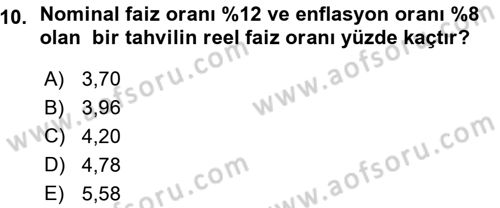 Menkul Kıymet Yatırımları Dersi 2015 - 2016 Yılı (Vize) Ara Sınav Soruları 10. Soru