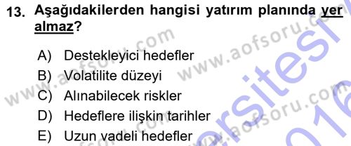 Menkul Kıymet Yatırımları Dersi 2015 - 2016 Yılı (Vize) Ara Sınav Soruları 13. Soru