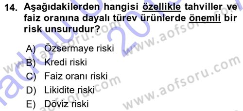 Menkul Kıymet Yatırımları Dersi 2015 - 2016 Yılı (Vize) Ara Sınav Soruları 14. Soru