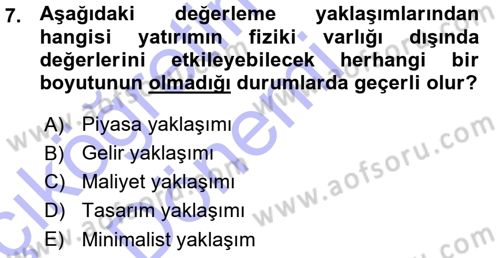 Menkul Kıymet Yatırımları Dersi 2015 - 2016 Yılı (Vize) Ara Sınav Soruları 7. Soru