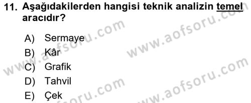 Menkul Kıymet Yatırımları Dersi 2016 - 2017 Yılı 3 Ders Sınav Soruları 11. Soru