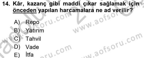 Menkul Kıymet Yatırımları Dersi 2016 - 2017 Yılı 3 Ders Sınav Soruları 14. Soru