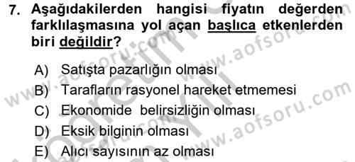 Menkul Kıymet Yatırımları Dersi 2016 - 2017 Yılı 3 Ders Sınav Soruları 7. Soru