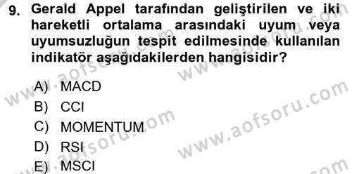 Menkul Kıymet Yatırımları Dersi 2016 - 2017 Yılı 3 Ders Sınav Soruları 9. Soru