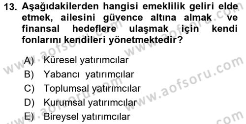Menkul Kıymet Yatırımları Dersi 2016 - 2017 Yılı (Vize) Ara Sınav Soruları 13. Soru