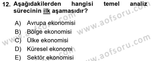 Menkul Kıymet Yatırımları Dersi 2016 - 2017 Yılı (Final) Dönem Sonu Sınav Soruları 12. Soru