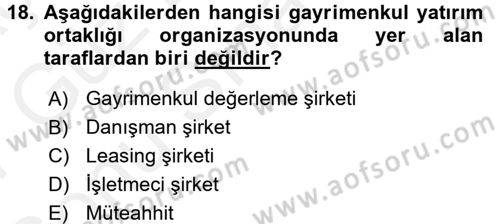 Menkul Kıymet Yatırımları Dersi 2016 - 2017 Yılı (Final) Dönem Sonu Sınav Soruları 18. Soru