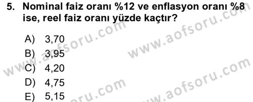 Menkul Kıymet Yatırımları Dersi 2016 - 2017 Yılı (Final) Dönem Sonu Sınavı 5. Soru