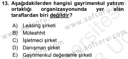 Menkul Kıymet Yatırımları Dersi 2017 - 2018 Yılı 3 Ders Sınav Soruları 13. Soru