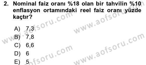 Menkul Kıymet Yatırımları Dersi 2017 - 2018 Yılı 3 Ders Sınav Soruları 2. Soru