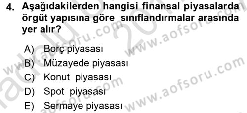 Menkul Kıymet Yatırımları Dersi Ara Sınavı Deneme Sınav Soruları 4. Soru