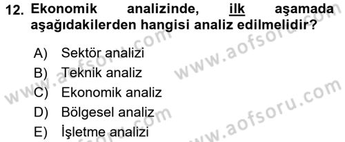 Menkul Kıymet Yatırımları Dersi 2017 - 2018 Yılı (Final) Dönem Sonu Sınav Soruları 12. Soru