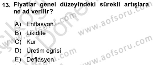 Menkul Kıymet Yatırımları Dersi 2019 - 2020 Yılı (Vize) Ara Sınavı 13. Soru