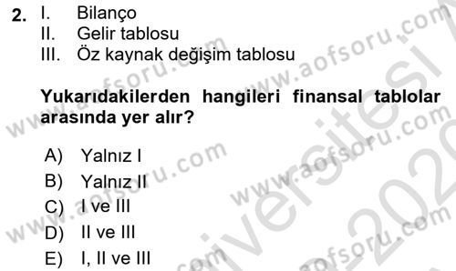 Menkul Kıymet Yatırımları Dersi 2019 - 2020 Yılı (Vize) Ara Sınav Soruları 2. Soru