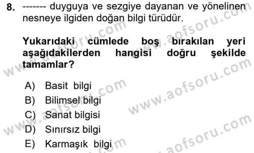 Menkul Kıymet Yatırımları Dersi Ara Sınavı Deneme Sınav Soruları 8. Soru