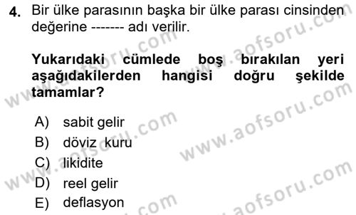 Menkul Kıymet Yatırımları Dersi 2019 - 2020 Yılı (Final) Dönem Sonu Sınav Soruları 4. Soru