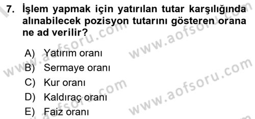 Menkul Kıymet Yatırımları Dersi 2019 - 2020 Yılı (Final) Dönem Sonu Sınav Soruları 7. Soru