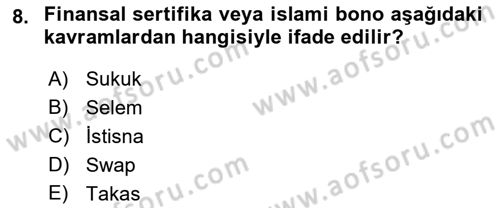 Menkul Kıymet Yatırımları Dersi 2019 - 2020 Yılı (Final) Dönem Sonu Sınav Soruları 8. Soru
