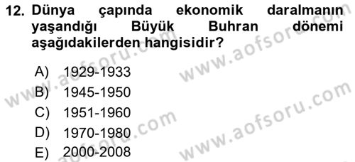 Menkul Kıymet Yatırımları Dersi Ara Sınavı Deneme Sınav Soruları 12. Soru