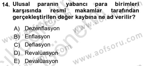 Menkul Kıymet Yatırımları Dersi Ara Sınavı Deneme Sınav Soruları 14. Soru