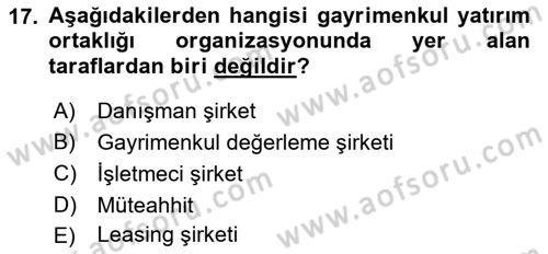 Menkul Kıymet Yatırımları Dersi 2021 - 2022 Yılı (Final) Dönem Sonu Sınav Soruları 17. Soru