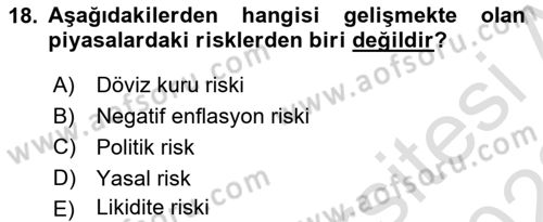 Menkul Kıymet Yatırımları Dersi 2021 - 2022 Yılı (Final) Dönem Sonu Sınav Soruları 18. Soru