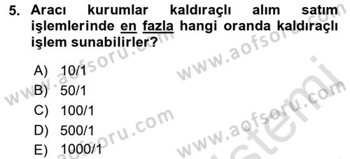 Menkul Kıymet Yatırımları Dersi 2021 - 2022 Yılı (Final) Dönem Sonu Sınav Soruları 5. Soru
