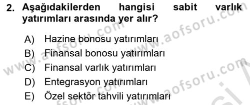 Menkul Kıymet Yatırımları Dersi 2021 - 2022 Yılı Yaz Okulu Sınavı 2. Soru