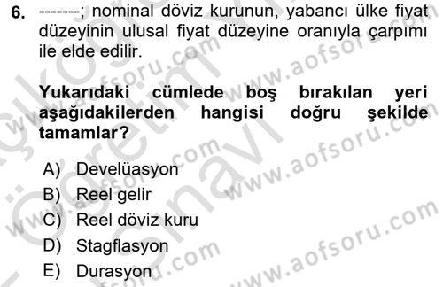 Menkul Kıymet Yatırımları Dersi 2021 - 2022 Yılı Yaz Okulu Sınavı 6. Soru